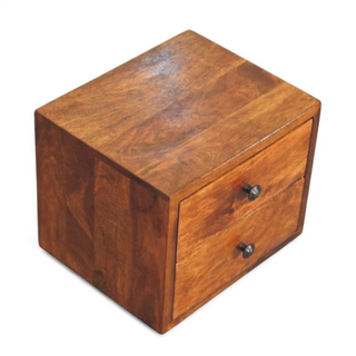 Mid-Century Modern Chestnut 2-Drawer Wall-Mounted Nightstand