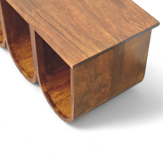 Triple Open Shelf Mid-Century Coffee Table | Solid Wood