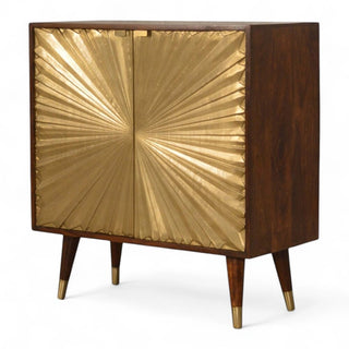 Mid-Century Modern Tall Storage Cabinet | Manila Gold