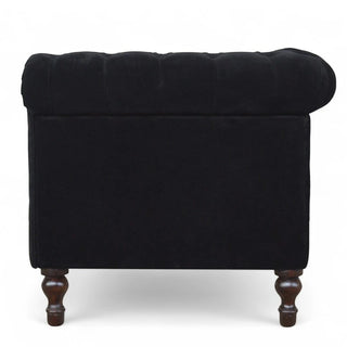 Black Velvet Chesterfield Sofa | Handcrafted 2-Seater