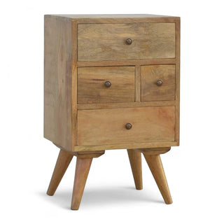 Mid-Century Modern Solid Wood 4-Drawer Nightstand