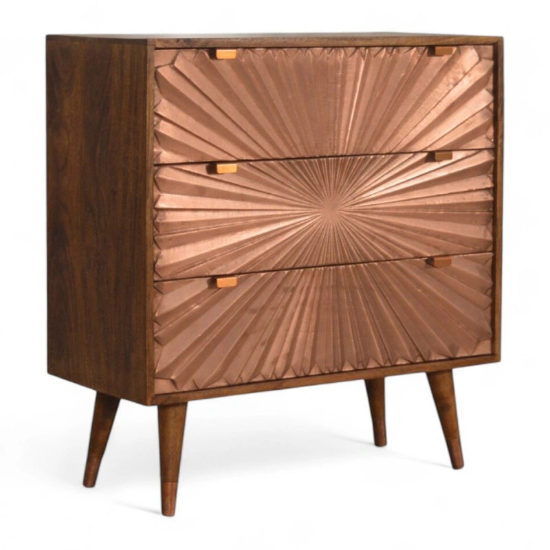 Mid-Century Modern Rose Gold Dresser | 3 Drawers Mid-Century Modern Rose Gold Dresser | 3 Drawers