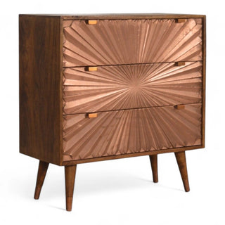 Mid-Century Modern Rose Gold 3-Drawer Dresser