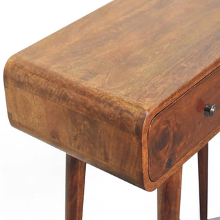 Mid-Century Modern Chestnut Curved Console Table