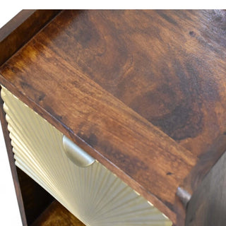 Mid-Century Solid Wood Nightstand | Manila Gold Drawer