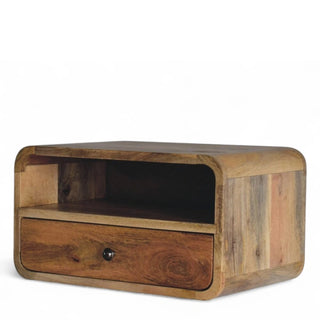 Mid-Century Modern Oak Floating Nightstand with Open Slot