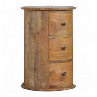 Mid-Century Modern Solid Wood 3-Drawer Drum Chest
