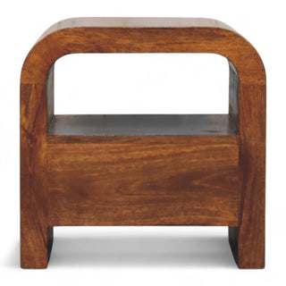 Mid-Century Modern Chestnut Nightstand with Drawer and Shelf