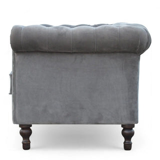 Grey Velvet Chesterfield Sofa | Handcrafted 2-Seater