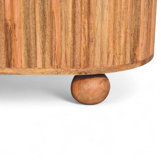 Round Soba Ball Coffee Table with Lid | Solid Mango Wood
