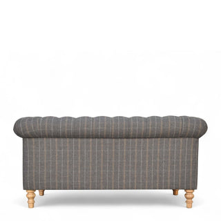 Pewter Tweed Chesterfield 2-Seater Sofa | Handcrafted Upholstery