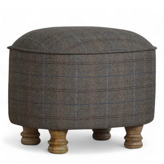 Oval Multi Tweed Foot Stool | Soft Upholstery