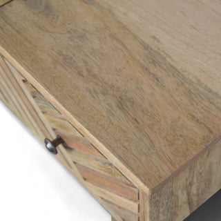 Line Carving Solid Wood Dressing Table with Foldable Mirror