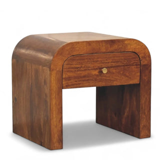 Mid-Century Solid Wood Nightstand with Drawer