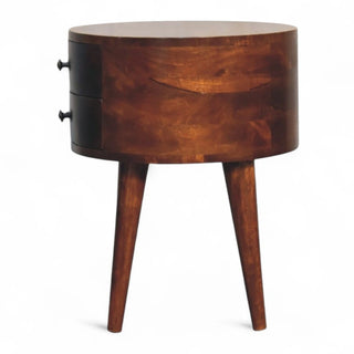 Mid-Century Modern Solid Wood 2-Drawer Nightstand