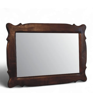 Chestnut Hand Carved Oblong Wall Mirror | Solid Wood Frame