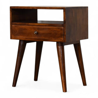 Mid-Century Modern Chestnut Solid Wood Nightstand