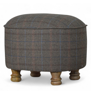 Oval Multi Tweed Foot Stool | Soft Upholstery