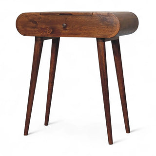 Mid-Century Modern Chestnut Vanity with Foldable Mirror