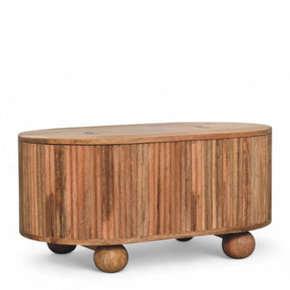 Round Soba Ball Coffee Table with Lid | Solid Mango Wood