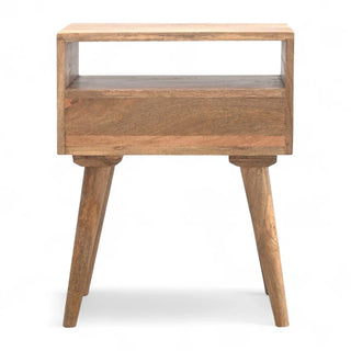 Mid-Century Solid Wood Nightstand with Open Shelf