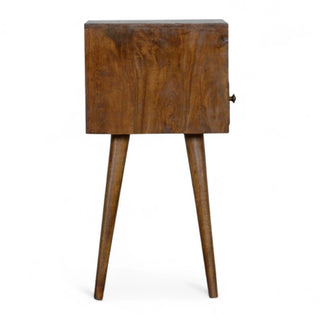 Brass Inlay Solid Wood Nightstand | Mini Geometric Design