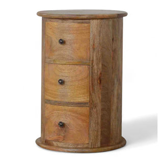 Mid-Century Modern Solid Wood 3-Drawer Drum Chest
