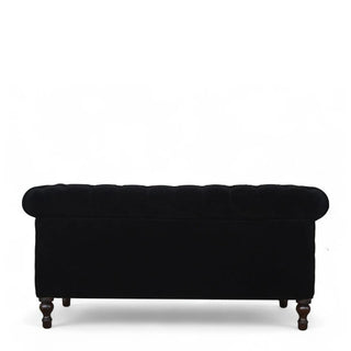 Black Velvet Chesterfield Sofa | Handcrafted 2-Seater