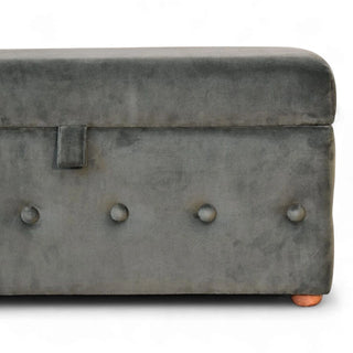 Emerald Green Velvet Ottoman with Storage | Lid-Up Design