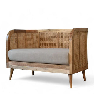 Mud Linen Rattan Sofa | Handcrafted Solid Wood Frame