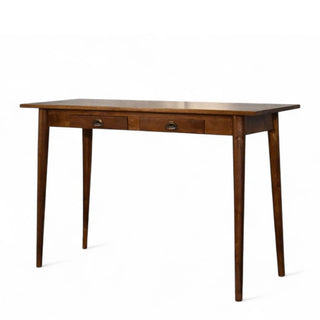 Mid-Century Modern Chestnut Writing Desk with 2 Drawers