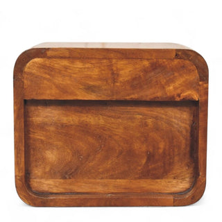 Mid-Century Floating Nightstand | Mini Curved Chestnut
