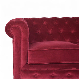 Wine Red Velvet Chesterfield Sofa | Handcrafted 2-Seater