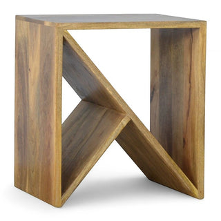 Geometric Library Side Table | Solid Mango Wood