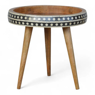 Nordic Style Solid Wood End Table | Patterned Design