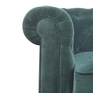Emerald Green Velvet Chesterfield Sofa | Handcrafted 2-Seater