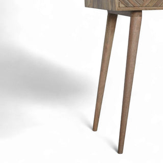 Line Carving Solid Wood Dressing Table with Foldable Mirror