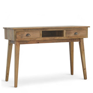 Mid-Century Modern Solid Wood Writing Desk with 2 Drawers