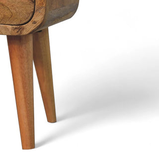 Mid-Century Modern Oak Mini Nightstand with Open Shelf