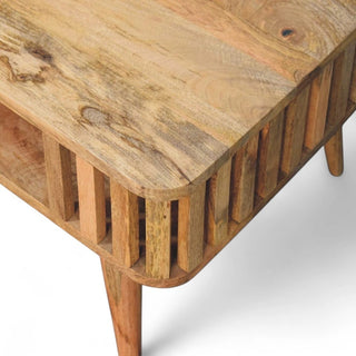 Mid-Century Modern Slatted Oak Coffee Table | Solid Wood