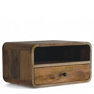 Mid-Century Modern Oak Floating Nightstand with Open Slot