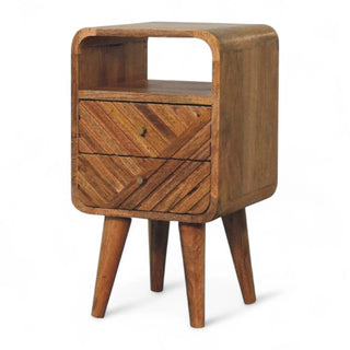 Mid-Century Modern Solid Wood Curved Nightstand