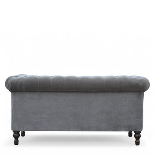 Grey Velvet Chesterfield Sofa | Handcrafted 2-Seater