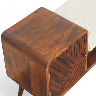 Mid-Century Modern Chestnut Carved Side Table