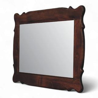 Chestnut Hand Carved Oblong Wall Mirror | Solid Wood Frame