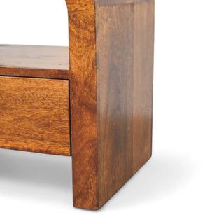 Mid-Century Modern Chestnut Nightstand with Drawer and Shelf