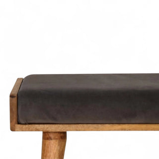 Mid-Century Modern Grey Velvet Ottoman Footstool