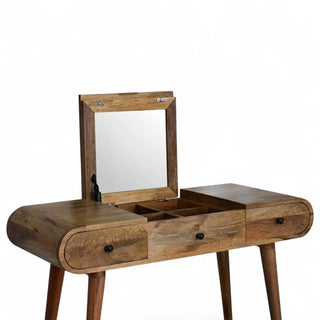 Mid-Century Modern Solid Wood Vanity with Mirror