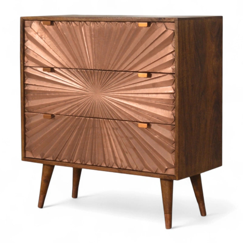 Mid-Century Modern Rose Gold Dresser | 3 Drawers