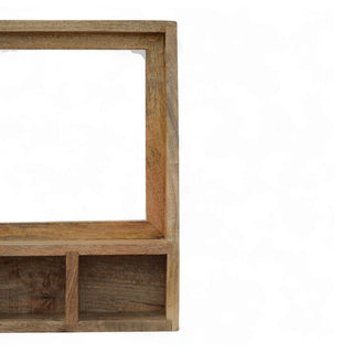 Solid Wood Wall Mounted Shelf with Mirror | 5-Slot Storage